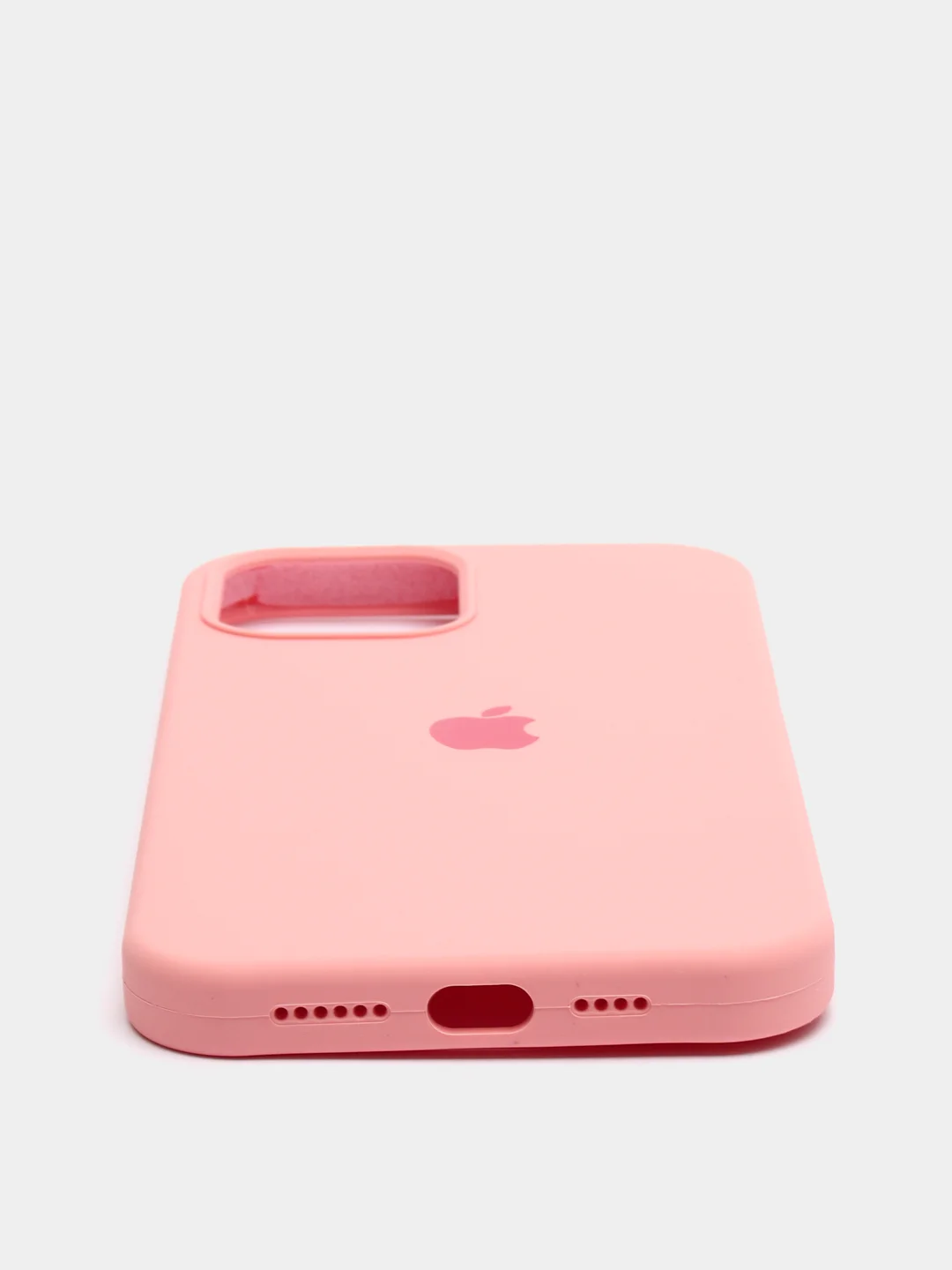 Розовый чехол для iPhone 12 Pro Max 6.7" Silicone Case закрытый низ с логотипом