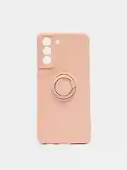 Бежевый чехол Samsung Galaxy S21 FE, Самсунг Галакси С21 ФЕ силиконовый с кольцом-держателем