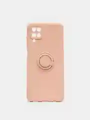 Бежевый чехол Samsung Galaxy A12 / M12, Самсунг Галакси А12 / М12 силиконовый с кольцом-держателем