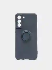 Темно-синий чехол Samsung Galaxy S21 FE, Самсунг Галакси С21 ФЕ силиконовый с кольцом-держателем