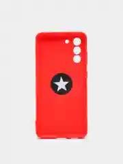 Красный чехол Samsung Galaxy S21 FE, Самсунг Галакси С21 ФЕ силиконовый с кольцом-держателем