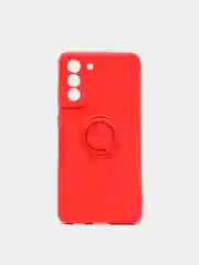Красный чехол Samsung Galaxy S21 FE, Самсунг Галакси С21 ФЕ силиконовый с кольцом-держателем