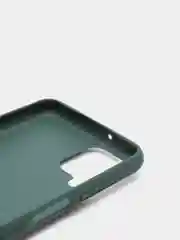 Тёмно-зелёный чехол Samsung Galaxy A12 / M12 силиконовый под кожу с подставкой