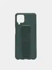 Тёмно-зелёный чехол Samsung Galaxy A12 / M12 силиконовый под кожу с подставкой