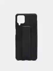 Угольный чехол Samsung Galaxy A12 / M12 силиконовый под кожу с подставкой