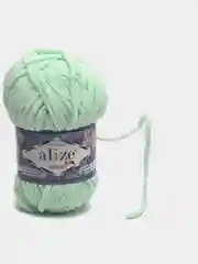 Салатовый пряжа плюшевая Alize Velluto, микрополиэстер, 100 г, 68 м