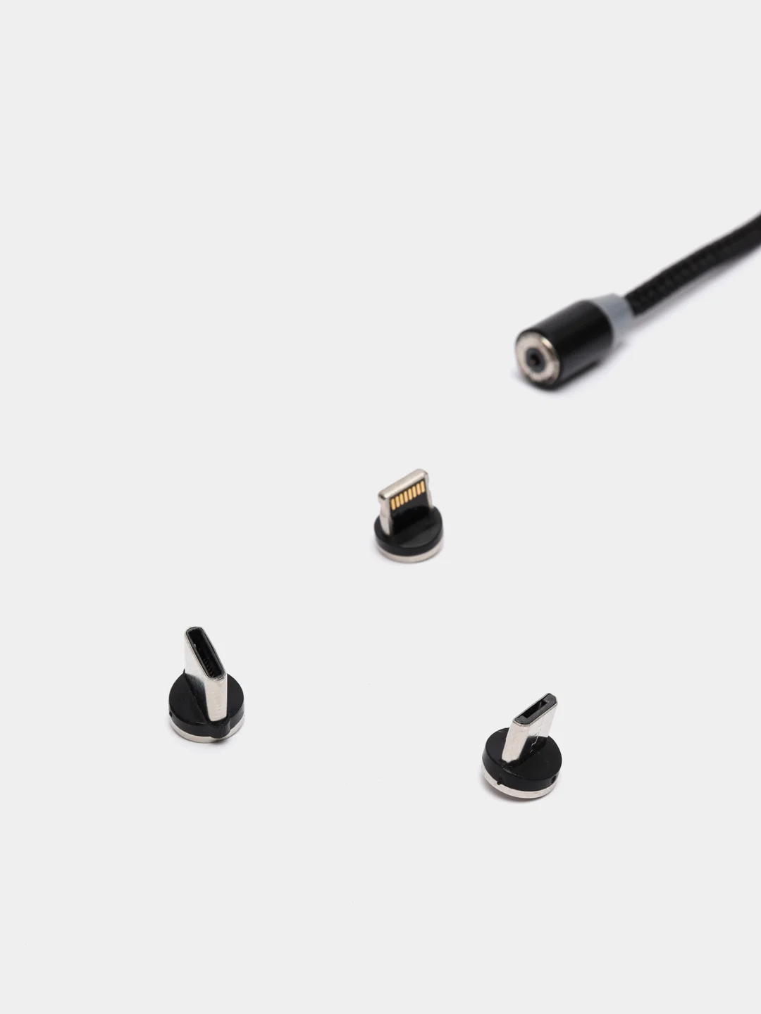 Угольный магнитный кабель для зарядки Micro USB, Type C, Lightning