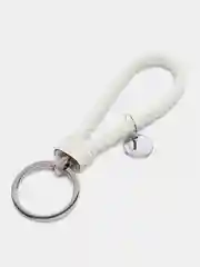 Белый плетеный брелок для ключей