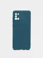 Синий чехол Samsung A31 c защитой камеры и бархатом внутри