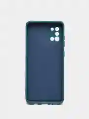 Синий чехол Samsung A31 c защитой камеры и бархатом внутри