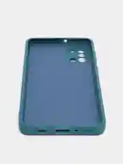 Синий чехол Samsung A31 c защитой камеры и бархатом внутри