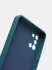 Синий чехол Samsung A31 c защитой камеры и бархатом внутри