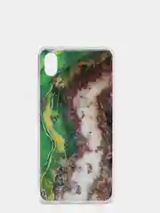Зеленый чехол Xiaomi Redmi 7A, Сяоми Редми 7А силиконовый с мраморным рисунком