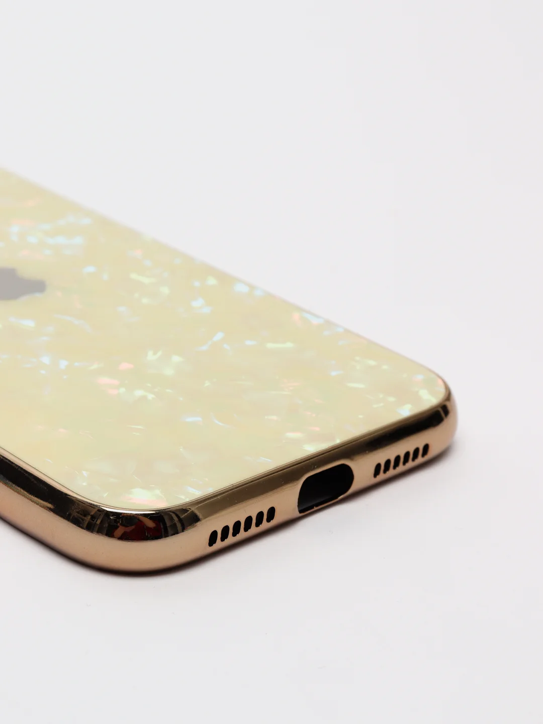 Бежевый чехол для IPhone Glass case 3D Vision