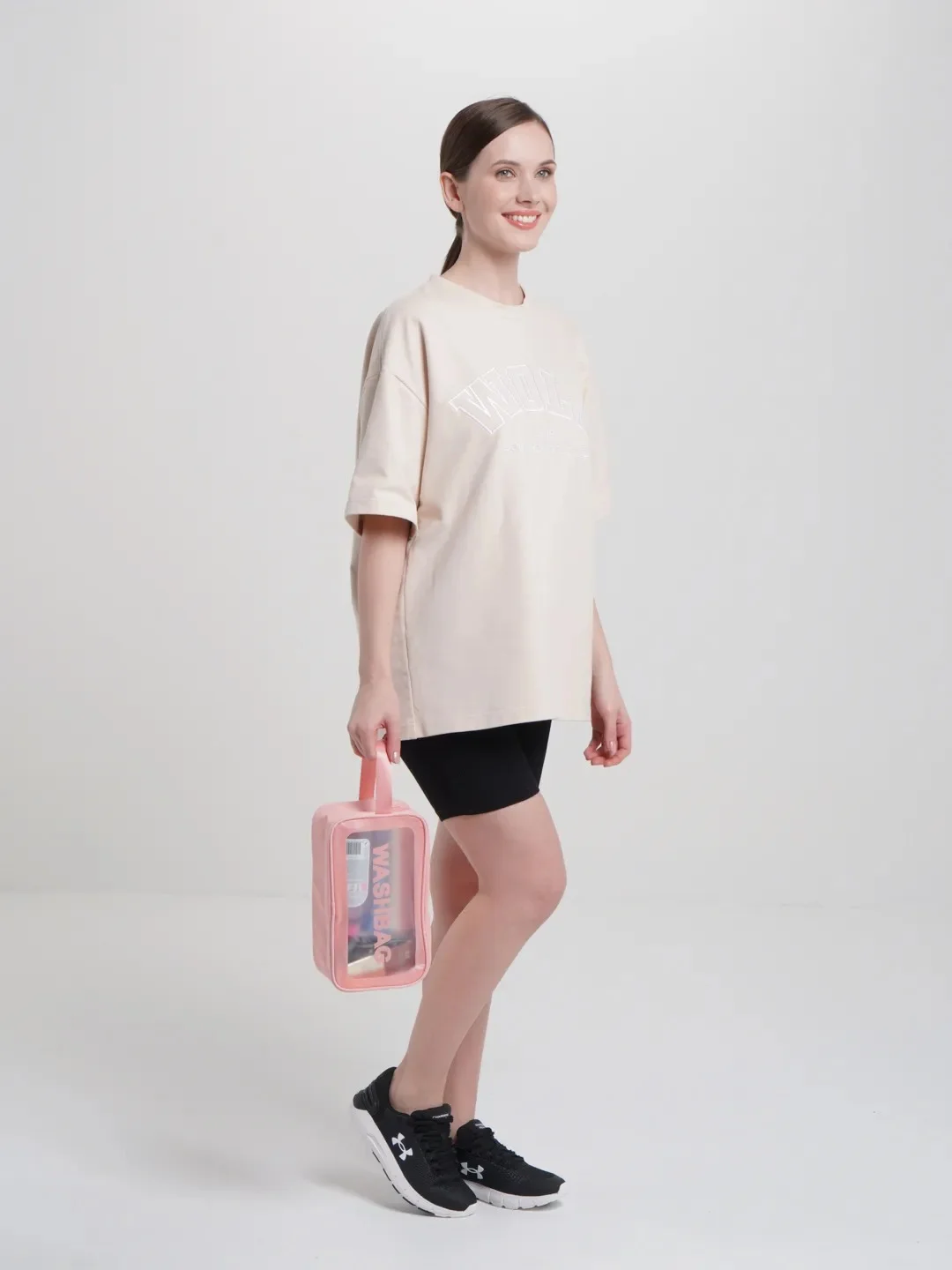 Розовый косметичка прозрачная WashBag, 4 цвета