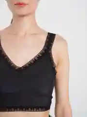 Черный топ женский, с кружевом