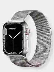 Серебряный ремешок Apple Watch 38 /40 /41, 42 /44 /45 мм миланское плетение (миланская петля)