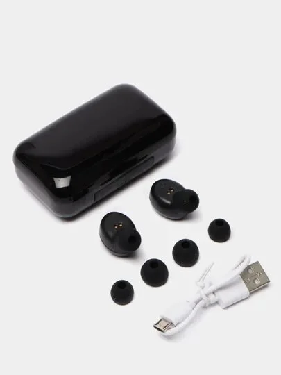 Черный наушники беспроводные TWS F9, bluetooth, с Power bank