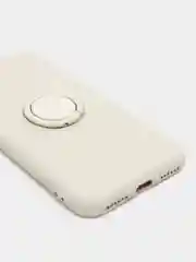 Бежевый чехол силиконовый с кольцом на iPhone 11 Pro mobios