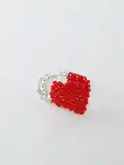 Красный кольцо сердечко из бисера