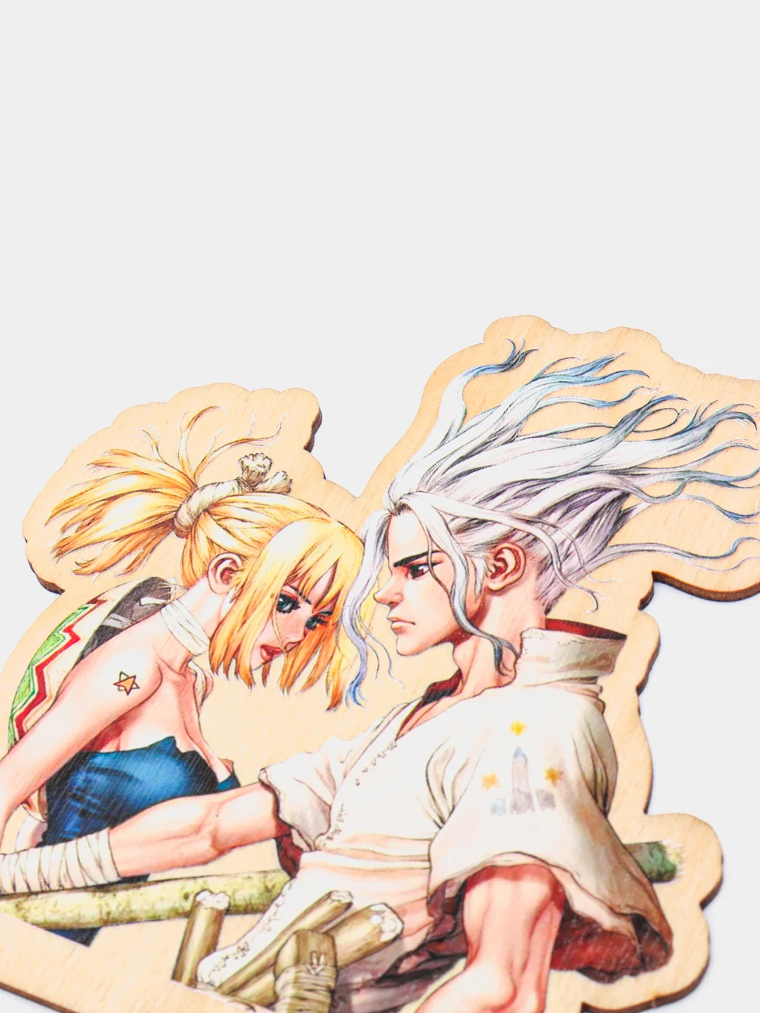 Бежевый меланж деревянная 2д фигурка по аниме "Доктор Стоун / Dr.Stone"