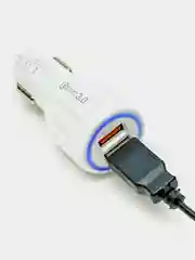 Белый автомобильное зарядное устройство, 2 USB