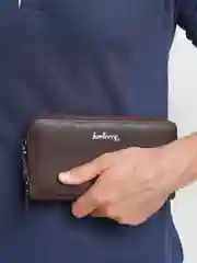 Коричневый мужской кошелек Baellery с 2 отделениями на молниях, с ремешком на руку, 3 цвета