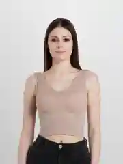 Бежевый меланж топ женский, спортивный