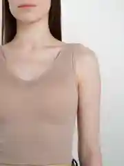 Бежевый меланж топ женский, спортивный