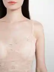 Бежевый майка топ кружевной на лямках