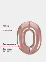 Большой воздушный шар "Цифра" 102-106 см (40 дюймов) хром пудра, фольгированный, свечи