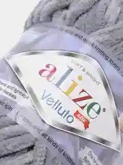 Серый меланж пряжа плюшевая Alize Velluto, микрополиэстер, 100 г, 68 м