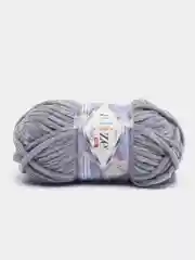 Серый меланж пряжа плюшевая Alize Velluto, микрополиэстер, 100 г, 68 м