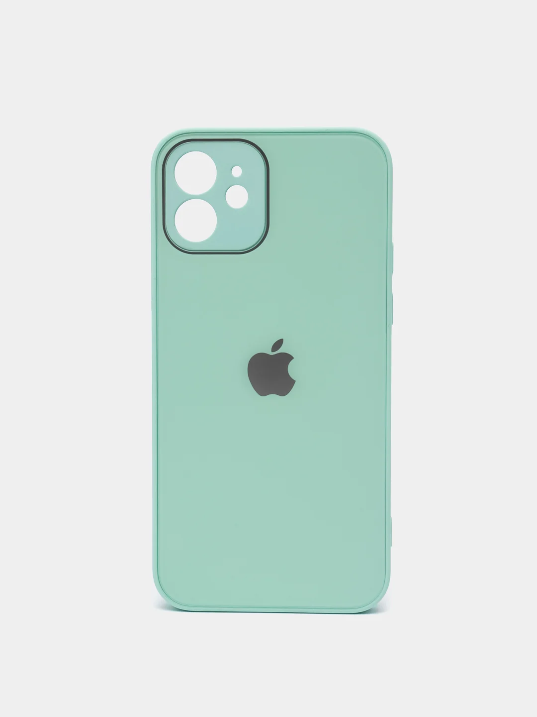 Мятный чехол силиконовый с матовой стеклянной панелью для iPhone 11, 12, 13, 13 Pro, 13 Pro Max