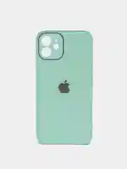 Мятный чехол силиконовый с матовой стеклянной панелью для iPhone 11, 12, 13, 13 Pro, 13 Pro Max