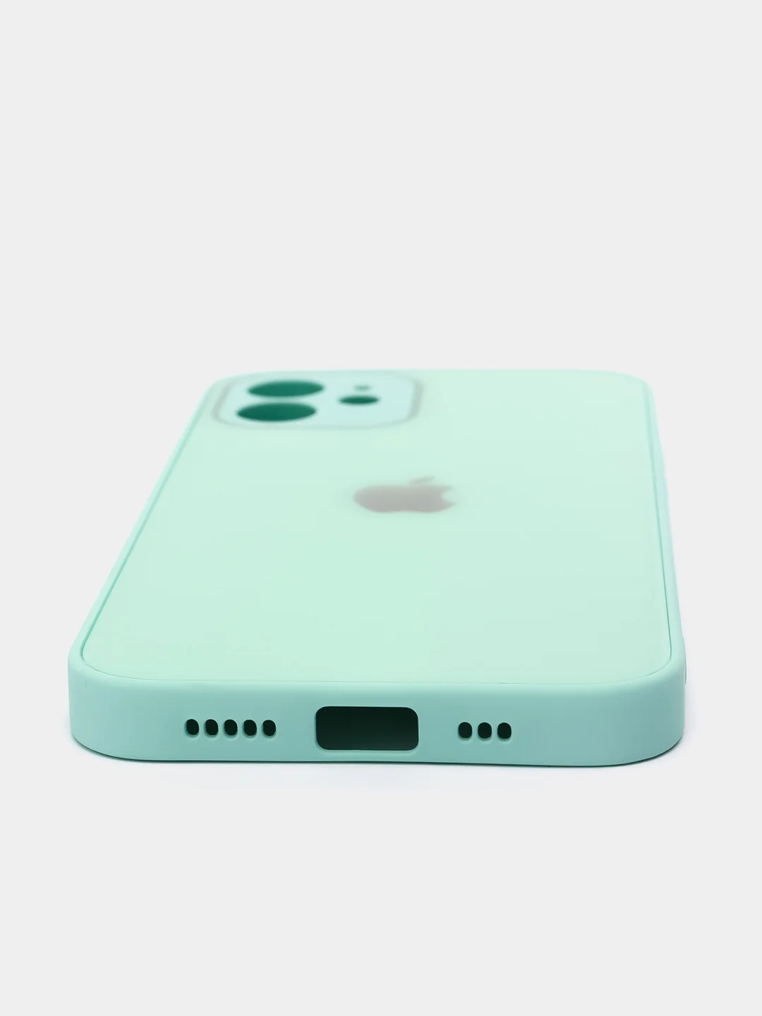 Мятный чехол силиконовый с матовой стеклянной панелью для iPhone 11, 12, 13, 13 Pro, 13 Pro Max