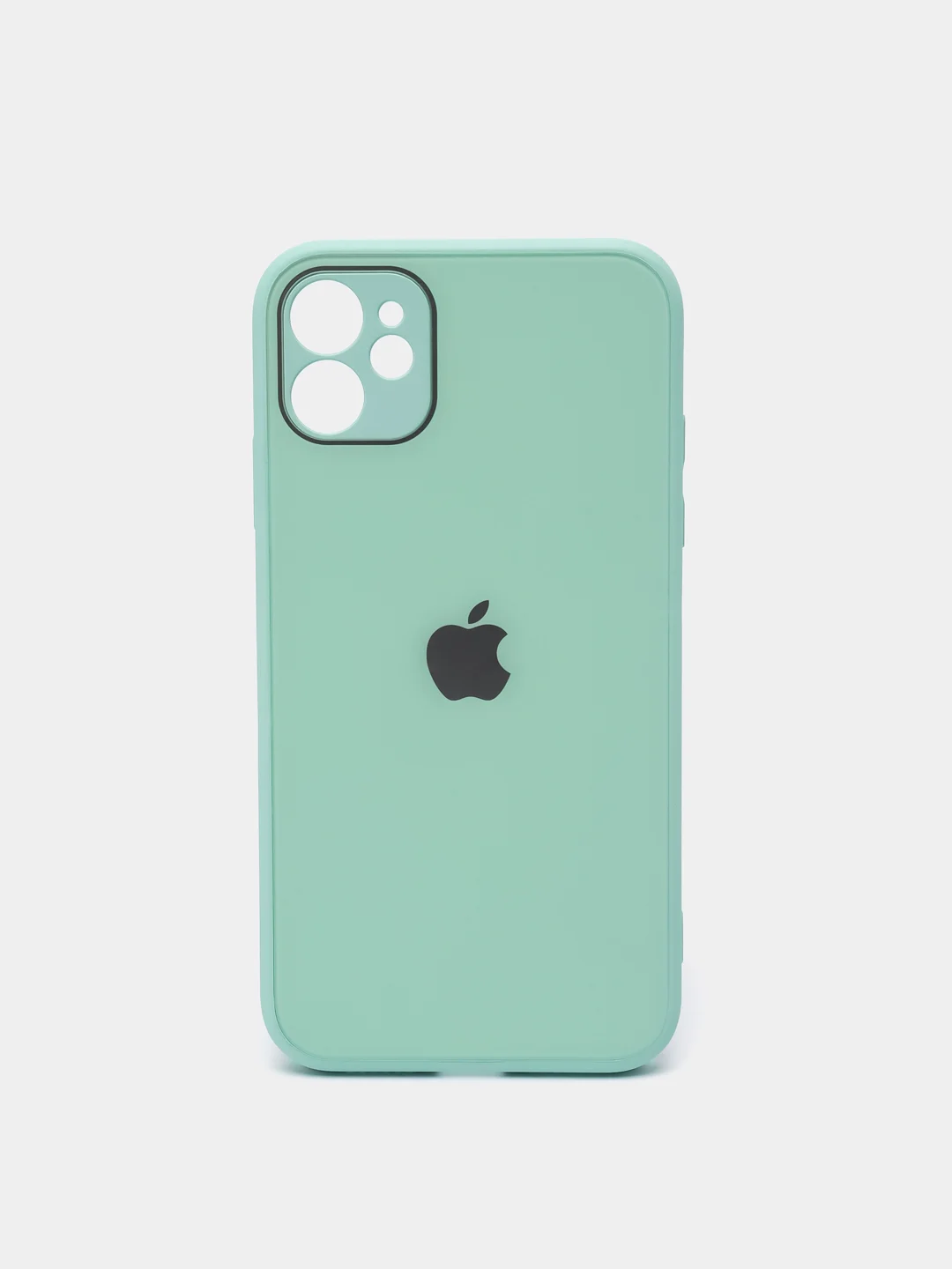 Мятный чехол силиконовый с матовой стеклянной панелью для iPhone 11, 12, 13, 13 Pro, 13 Pro Max