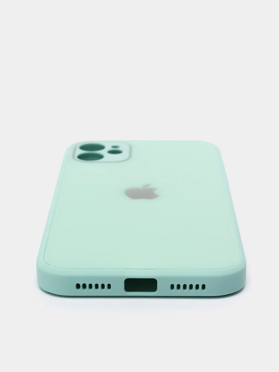 Мятный чехол силиконовый с матовой стеклянной панелью для iPhone 11, 12, 13, 13 Pro, 13 Pro Max