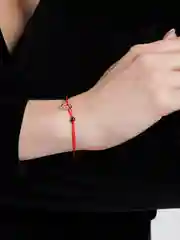 Серый металлик браслет "Красная нить желаний"