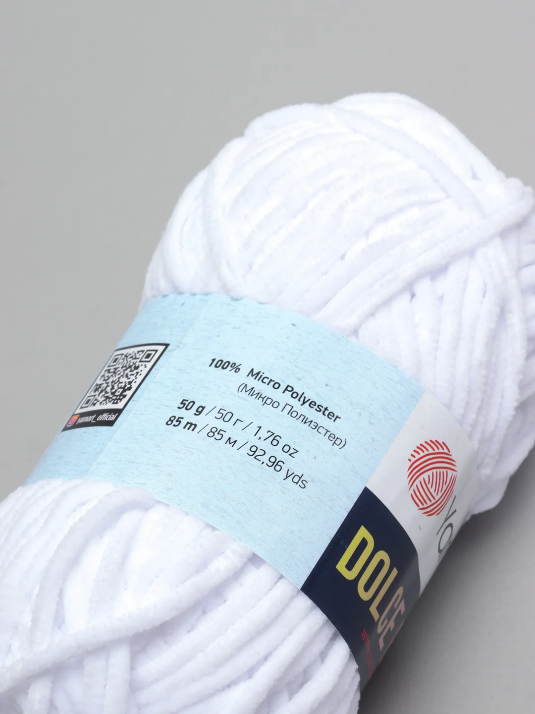 Белый пряжа плюшевая YarnArt Dolce Baby, 50 г, 85 м