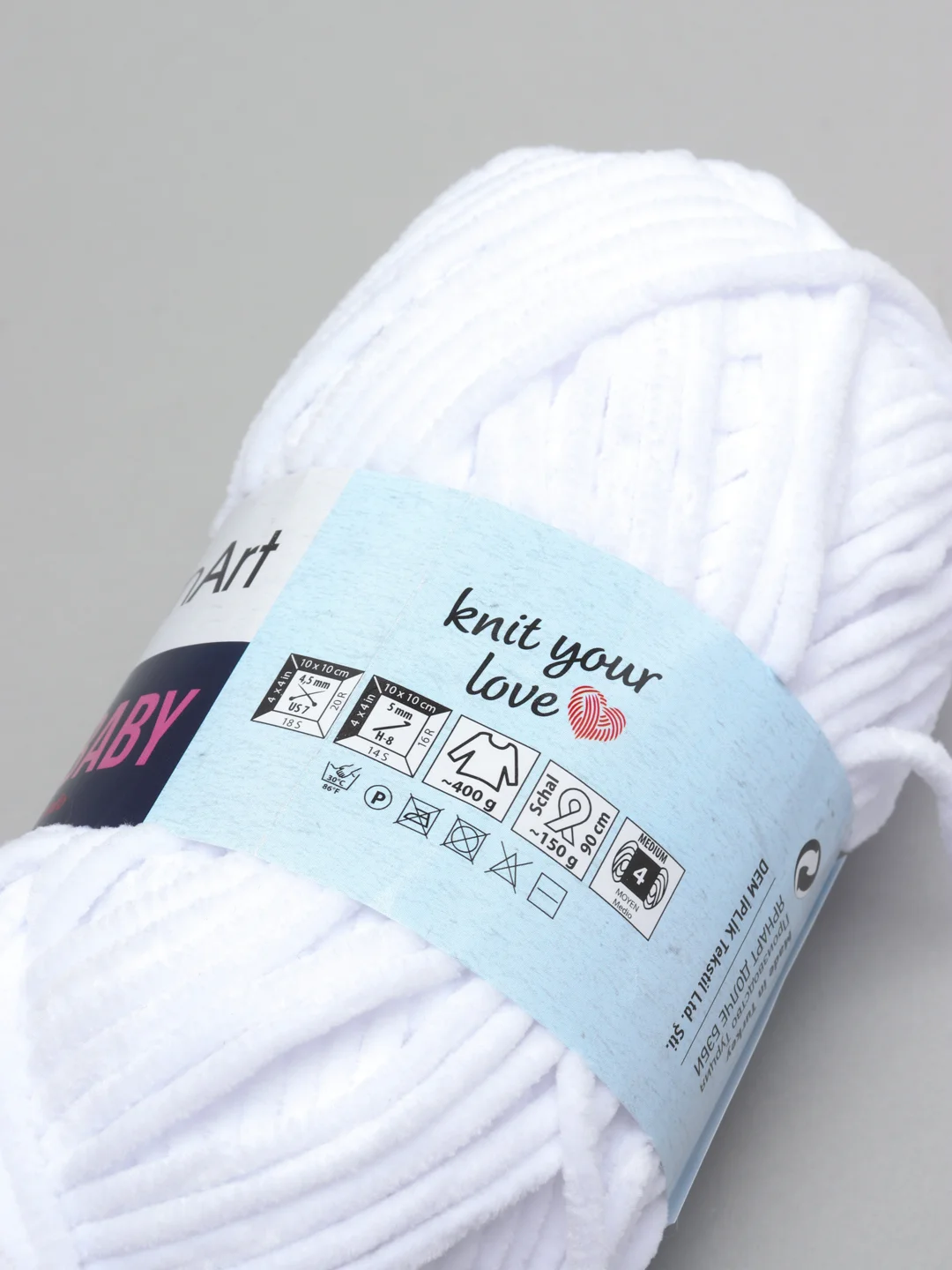 Белый пряжа плюшевая YarnArt Dolce Baby, 50 г, 85 м