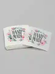 Кремовый наклейки для бизнеса, цветов и подарков "Handmade"4 х 4 см, набор 50 шт