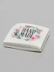 Кремовый наклейки для бизнеса, цветов и подарков "Handmade"4 х 4 см, набор 50 шт