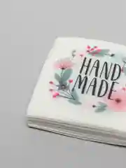 Кремовый наклейки для бизнеса, цветов и подарков "Handmade"4 х 4 см, набор 50 шт