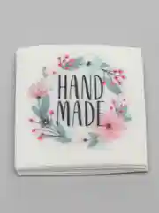 Кремовый наклейки для бизнеса, цветов и подарков "Handmade"4 х 4 см, набор 50 шт