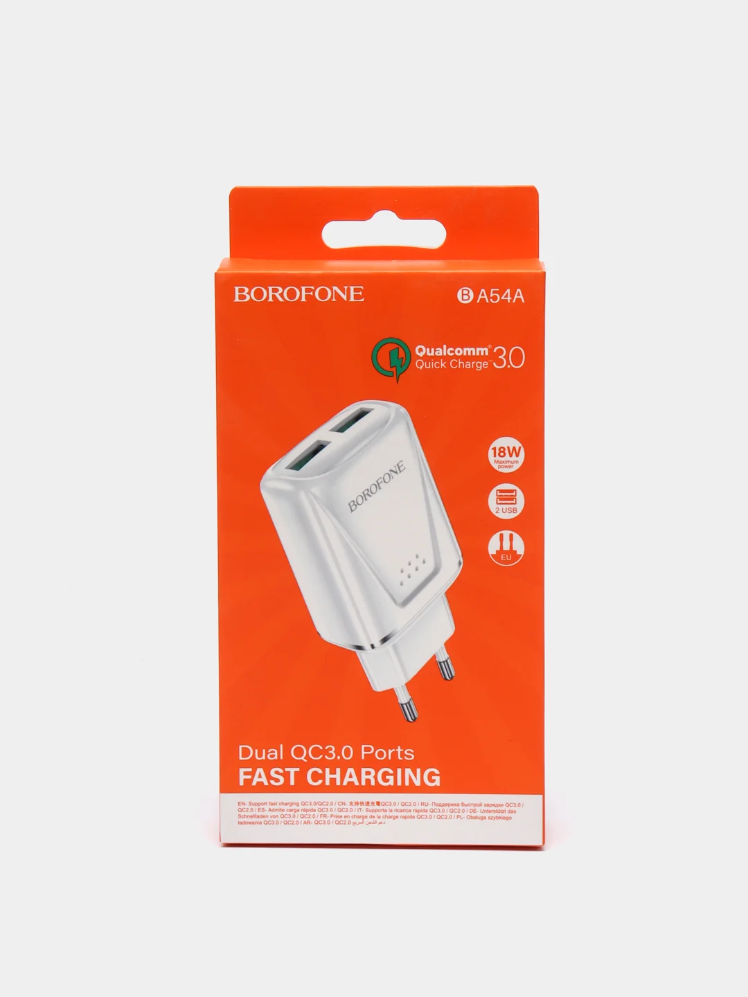 Белый блок питания 2USB 3A 18W Borofone BA54A, Зарядное устройство PD 18W+QC3.0 быстрая зарядка