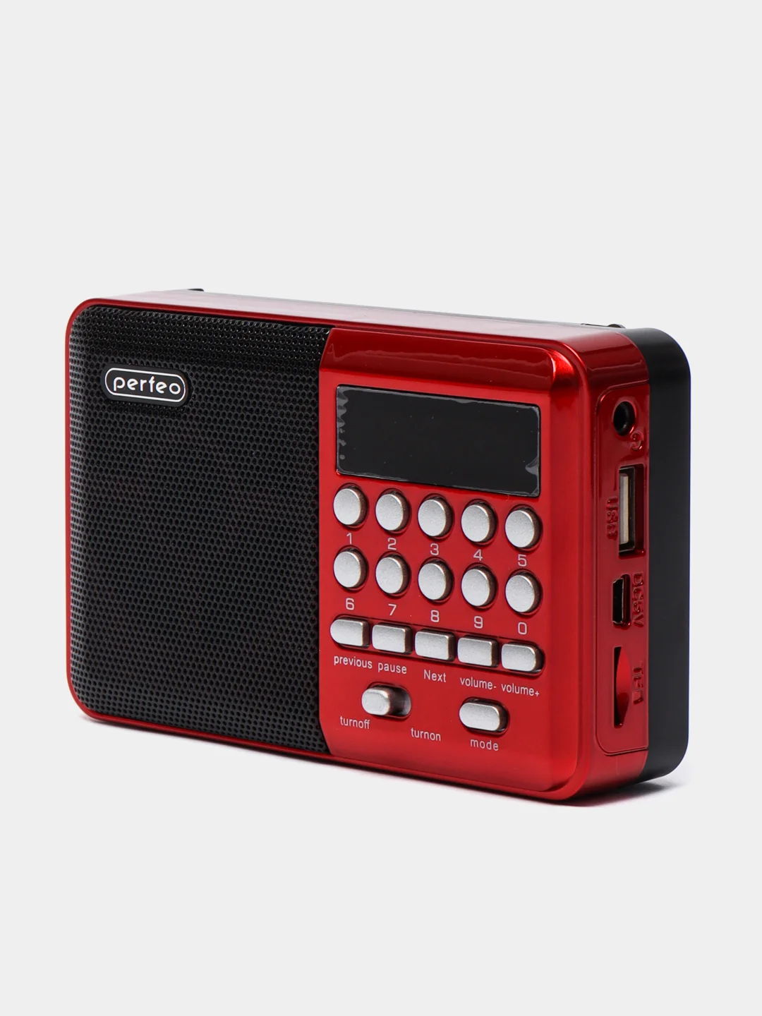 Красный perfeo радиоприемник цифровой PALM FM 87.5-108МГц/ MP3/ питание USB или 18650