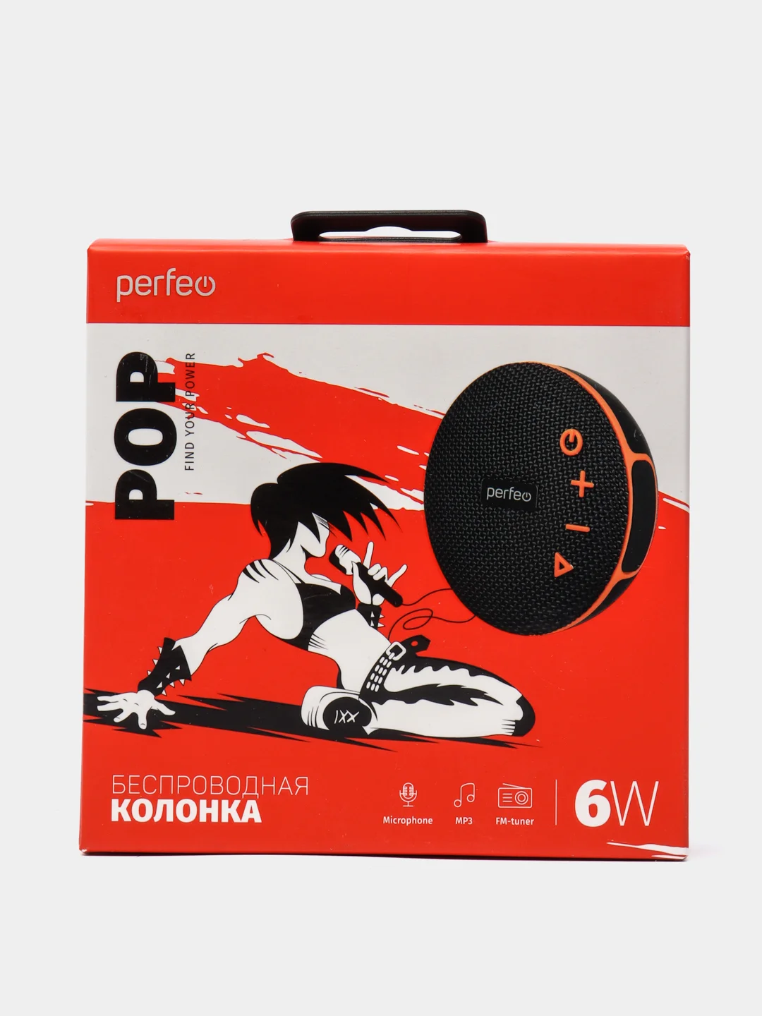 Черный perfeo Bluetooth-колонка "POP" FM, MP3 microSD/USB, AUX in, TWS, мощность 6Вт, 1200mAh