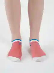 Красный носки короткие женские в полоску, с якорем