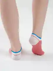 Красный носки короткие женские в полоску, с якорем